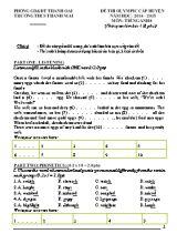 Đề thi Olympic môn Tiếng Anh Lớp 8 - Năm học 2014-2015 - Trường THCS Thanh Mai (Có đáp án)